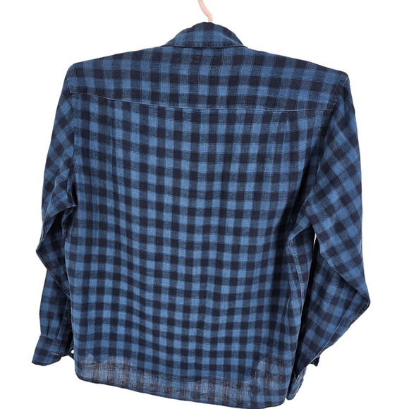 Peter Millar Men's Black and Blue  Shirt 100%‎ Linen Size XL - Picture 4 of 4